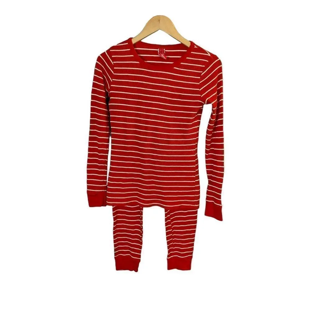 Target women’s 2 piece, red white striped/Christmas holiday pajamas size SM ￼ - Picture 2 of 3
